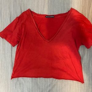 Red brandy melville cropped t shirt